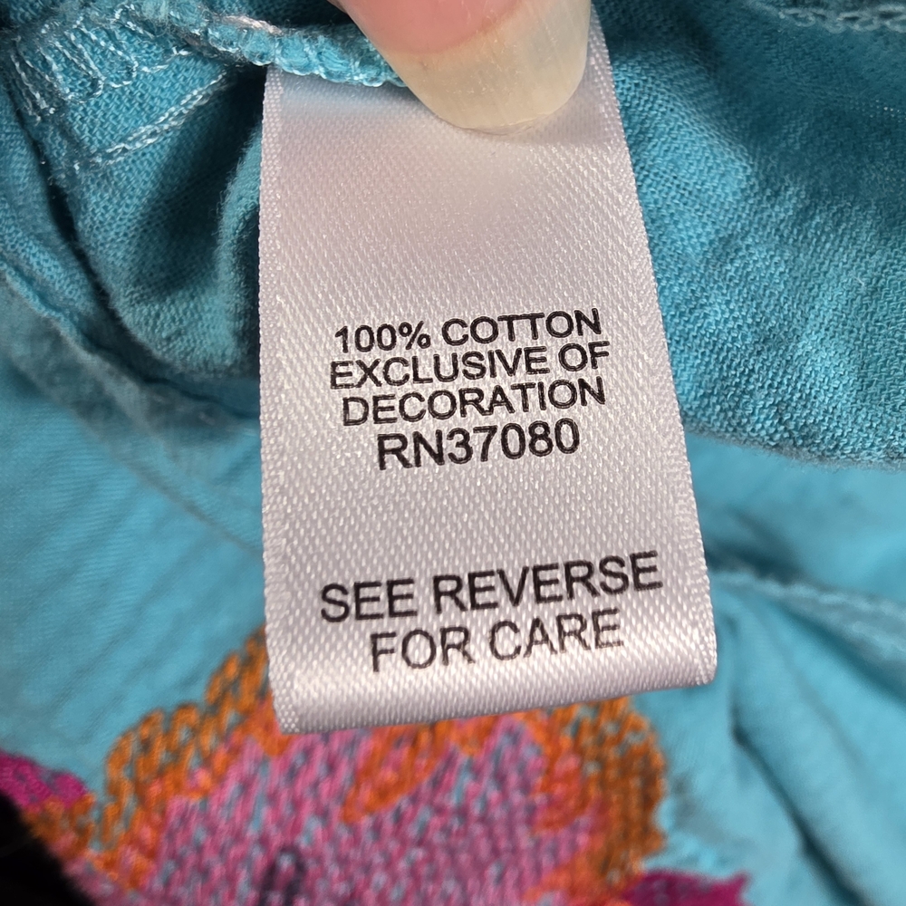 Cato Turquoise Floral Embroidered Peasant Top Size 22/24 - Picture 14 of 14